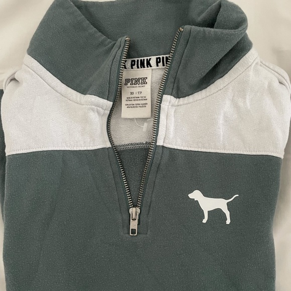 PINK quarter zip green and white - Picture 1 of 2